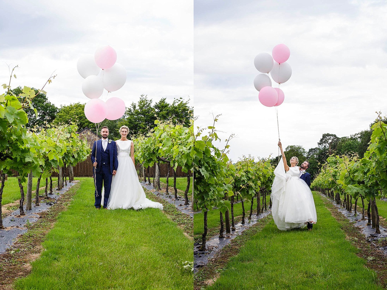 Wedding Photographer Llanerch Vineyard Balloons Couple