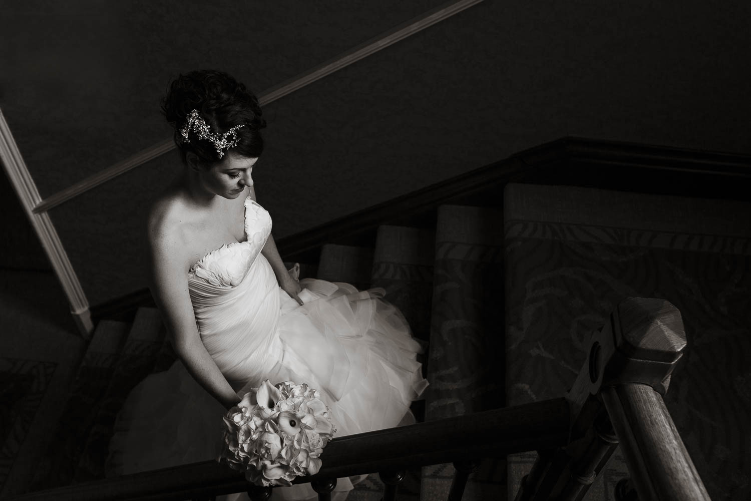 MorLove Wedding St Pierre Mariott Chepstow Bride On Stairs